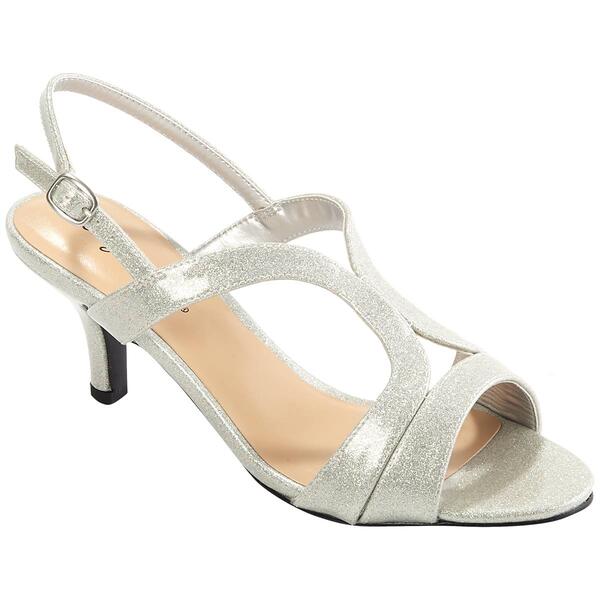 Womens Easy Street Silver Glitter Patent Slingback Sandals - image 