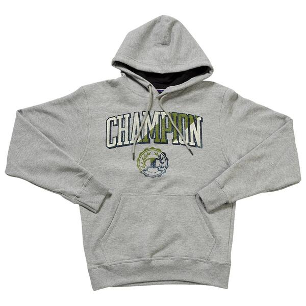 Mens Champion Power Blend Athletic Graphic Hoodie - Grey/Green - image 