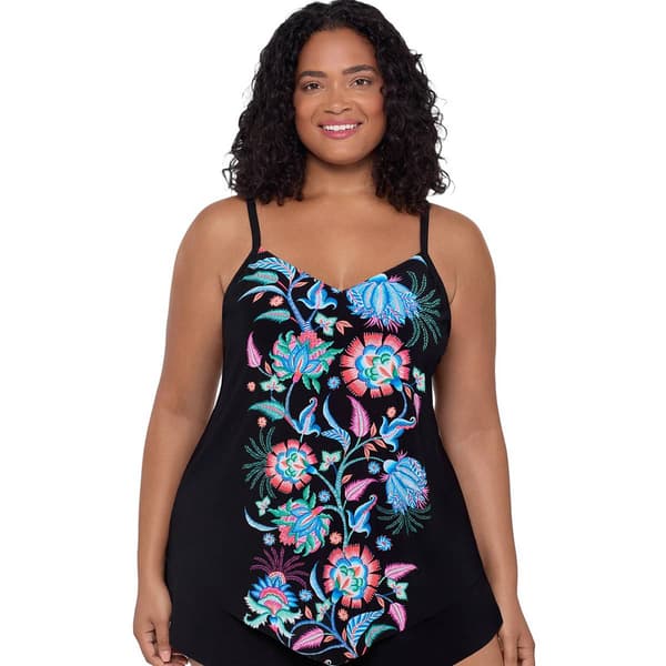 Plus Size TrimShaper Whimsical Vines Hank Tankini - image 