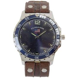Mens U.S. Polo Assn.&#40;R&#41; Brown Strap Blue Dial Watch - US5293JC