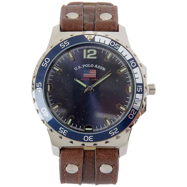 Mens U.S. Polo Assn.&#40;R&#41; Brown Strap Blue Dial Watch - US5293JC - image 