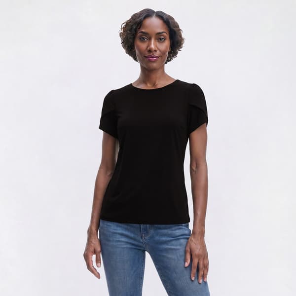 Petite Anne Klein Short Tulip Sleeve Solid Blouse