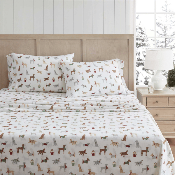 Martha Stewart Holiday Pups Sheet Set - image 