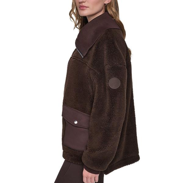 Womens DKNY Sport Zip Front Sherpa Jacket