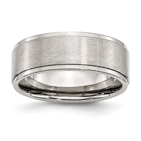 Mens Gentlemen's Classics&#40;tm&#41; 8mm Polished Silver & Ridged Edge Band - image 
