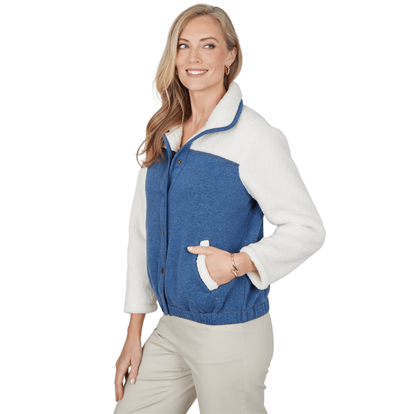 Petite Alfred Dunner Sunset Ridge Denim & Sherpa Bomber Jacket