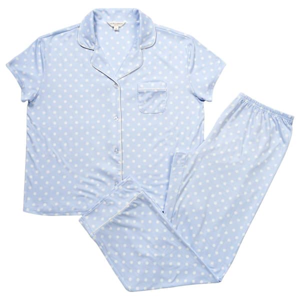 Womens Laura Ashley Short Sleeve Uniform Dot Pajama Set
