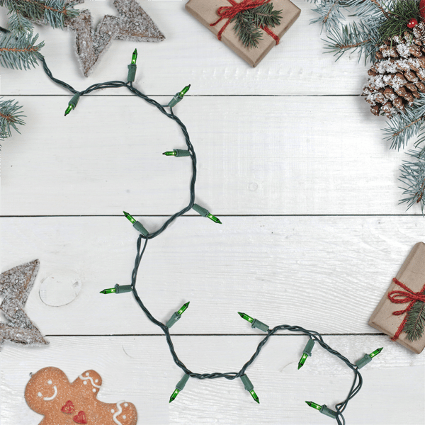 GKI/Bethlehem 45.5ft. Mini Green Christmas Light Set