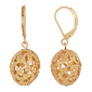 1928 Jewelry Gold Tone Filigree Round Earrings - image 1