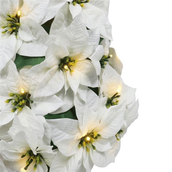 Puleo International 36in. Pre-Lit Potted White Poinsettias