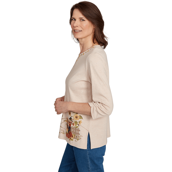 Womens Alfred Dunner Classics Keyhole Neck Scarecrow Blouse