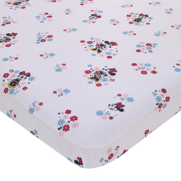 Disney Minnie Mouse Floral Mini Fitted Crib Sheet - image 