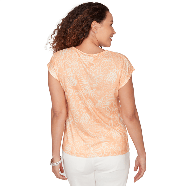 Petite Hearts of Palm Fun in the Sun Cap Sleeve Tropical Blouse