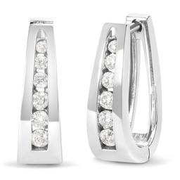 Haus of Brilliance 14kt. White Gold 1/4ctw. Diamond Hoop Earrings