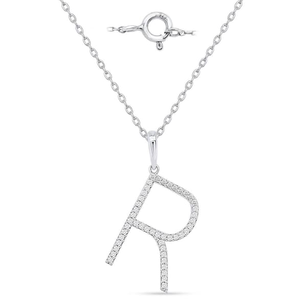 Nova Star(R) Sterling Silver Lab Grown Diamond Initial R Pendant - image 