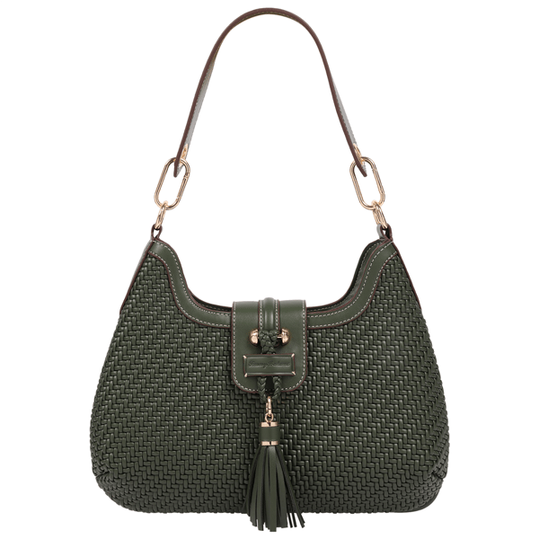 Tommy Bahama Tassel Tab Woven Hobo Shoulder Bag - image 