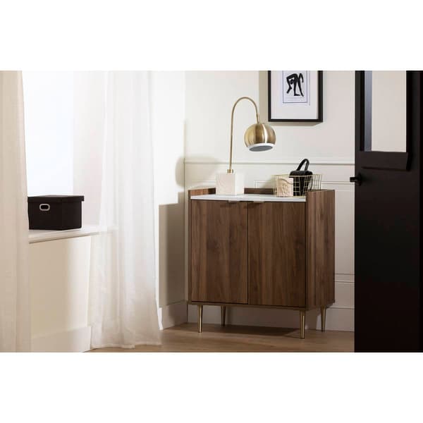 South Shore Maliza Storage Cabinet w/ Faux Carrara Marble