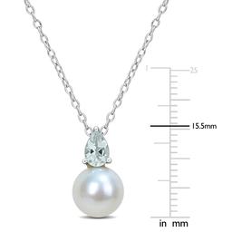Gemstone Classics™ Freshwater Pearl & Aquamarine Pendant