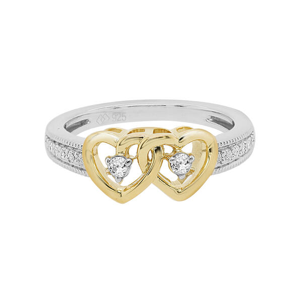 Eternal Promise&#40;tm&#41; 1/10ct. Diamond Silver Twin Heart Ring - image 