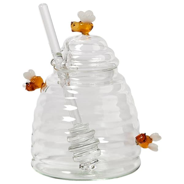 Gourmet Kitchen 16oz. Glass Honey Jar with Dipper - image 