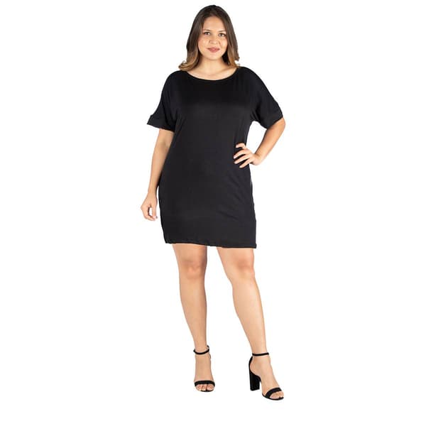 Plus Size 24/7 Comfort Apparel Short Sleeve Loose Fit Shift Dress - image 