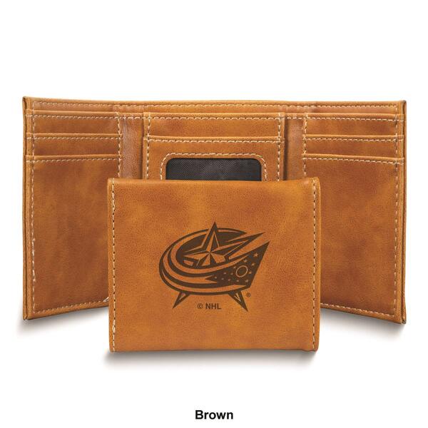 Mens NHL Columbus Blue Jackets Faux Leather Trifold Wallet