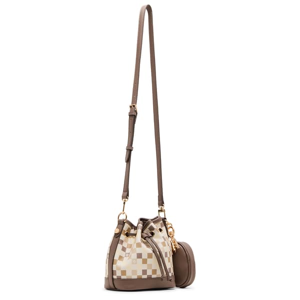 Anne Klein Graphic Tile Small Bucket Bag - Mink