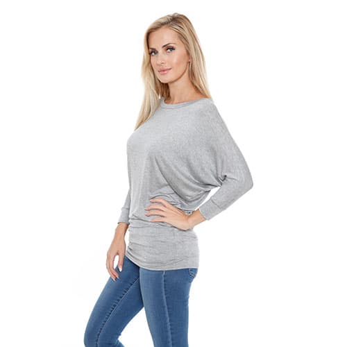 Womens White Mark Banded Dolman Center Marled Top