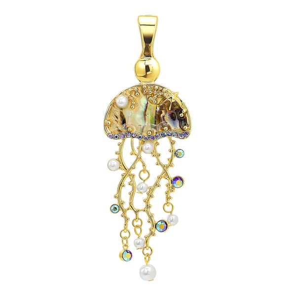 Wearable Art Gold-Tone Turquoise Jellyfish Enhancer - image 