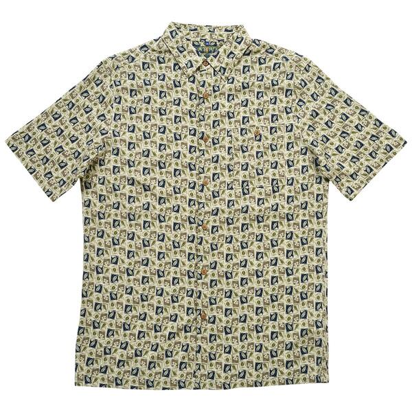 Mens Campia Short Sleeve Floral Leaf Button Down Shirt - image 