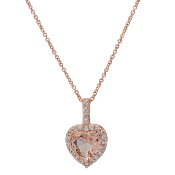 Rose Gold Plated Morganite Heart Pendant - image 