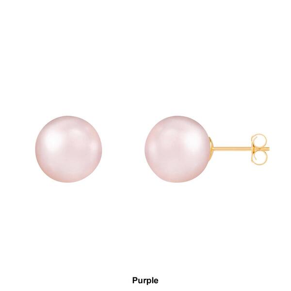 Splendid Pearls 14kt. Gold 10mm Round Pearl Stud Earrings