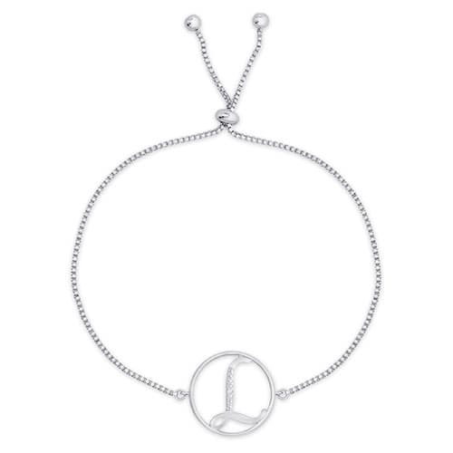 Accents by Gianni Argento Diamond Plated Initial L Adj. Bracelet - image 