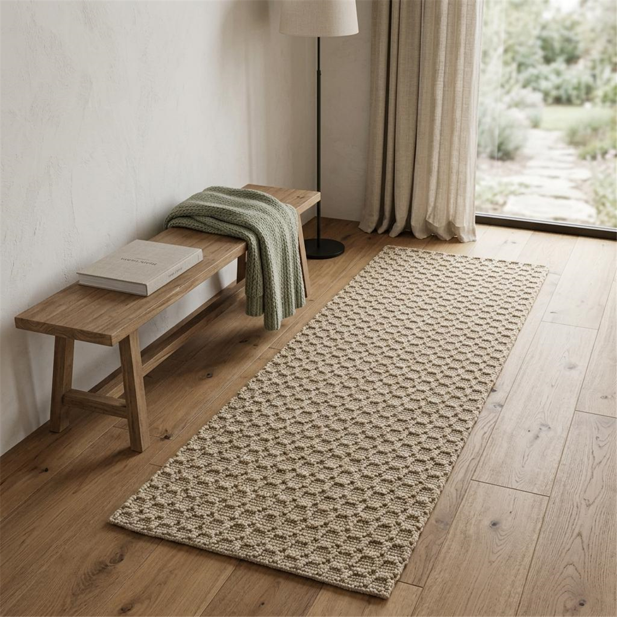 HomeRoots Natural Jute Geometric Hand Woven Area Rug