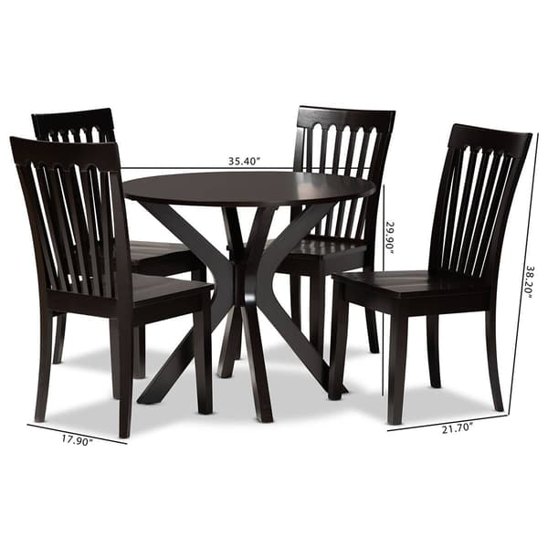 Baxton Studio Zora Dark Brown Wood 5pc. Dining Set