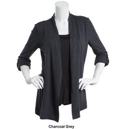Womens Notations Long Sleeve Solid Hacci 2Fer Cardgians