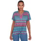 Petite Ruby Rd. Global Luxe Short Sleeve Batik Stripe Blouse - image 1