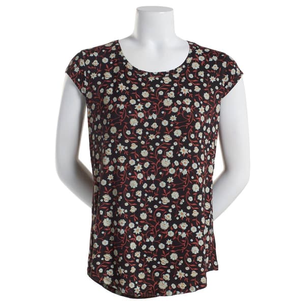 Plus Size Preswick & Moore Cap Sleeve Autumn Floral Tee - image 