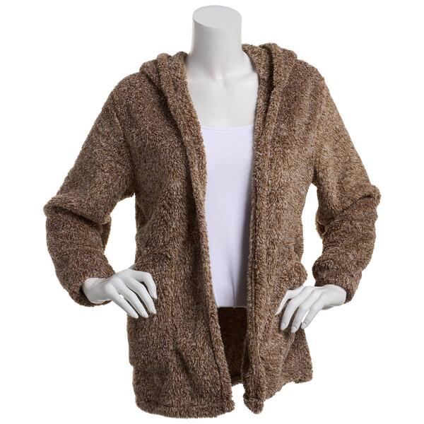 Womens Como Blu Straight Hair Sherpa Open Front Cardigan - image 