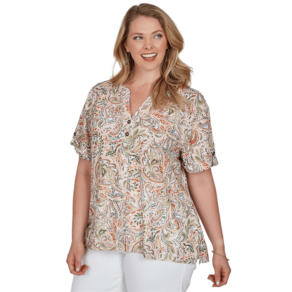 Plus Size Hearts of Palm Tropical Twist Paisley Blouse