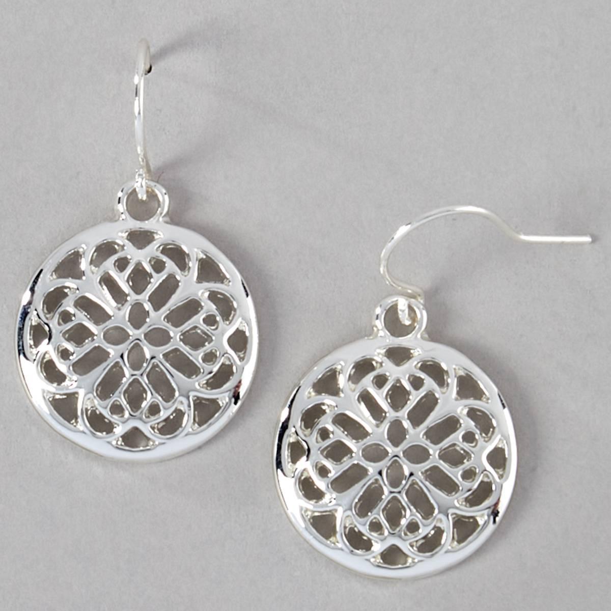 Design Collection Silver Fishhook Round Earrings
