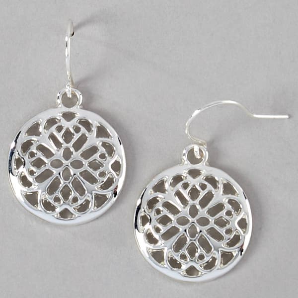 Design Collection Silver Fishhook Round Earrings - image 