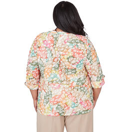 Plus Size Alfred Dunner Tuscan Sunset Abstract Jacquard Blouse