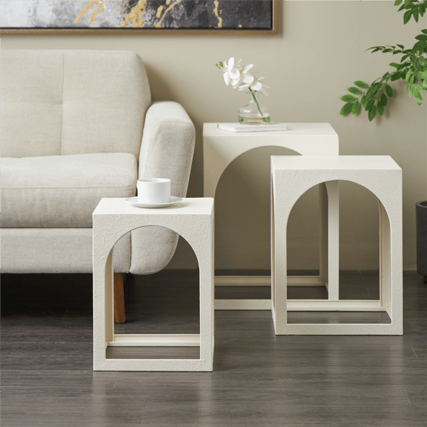 9th & Pike® Modern White Metal Accent Table Set