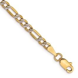 Gold Classics&#40;tm&#41; 3.2mm. 14k Semi Solid Pave Figaro Bracelet