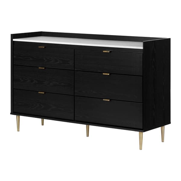 South Shore Hype 6-Drawer Double Dresser w/Faux Carrara Marble - image 