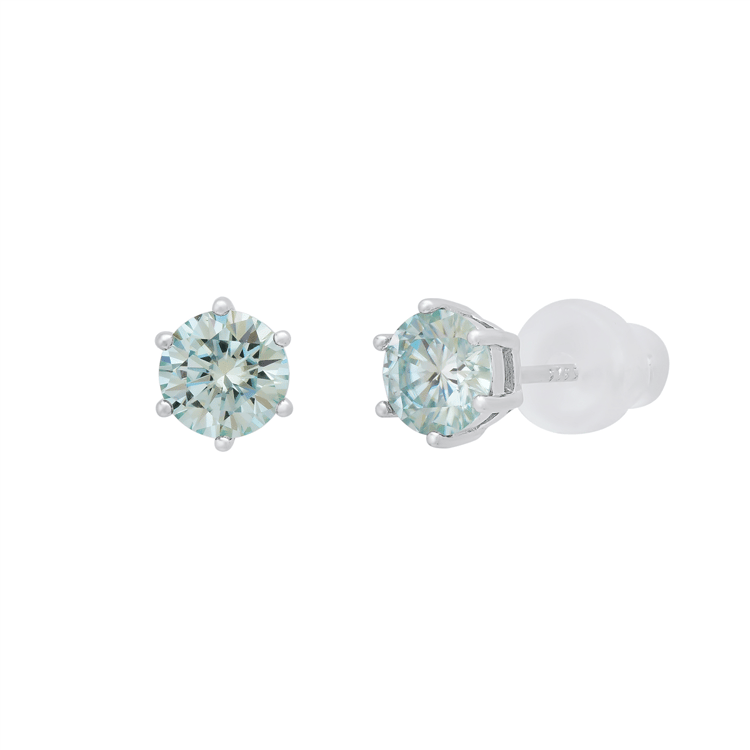 Saffron 0.5ctw. Turquoise Moissanite Diamond Stud Earrings