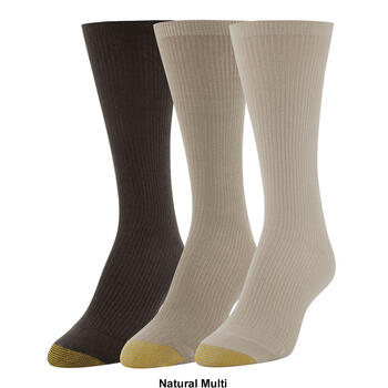 Womens Gold Toe® 3pk. Non-Binding Ribbed Crew Socks - Boscov's