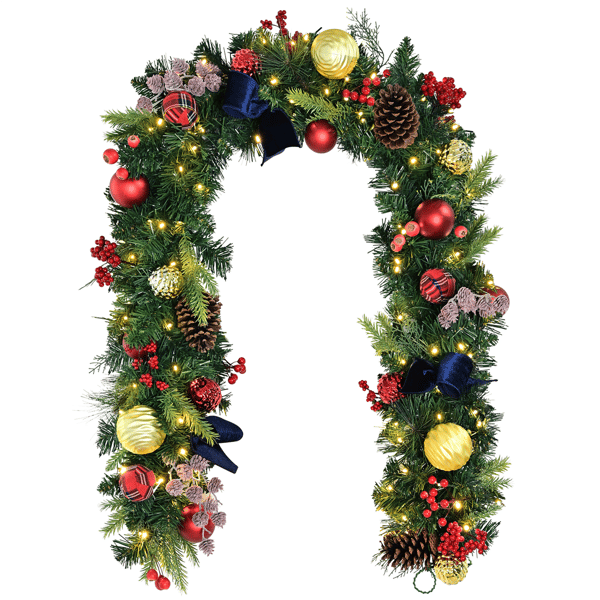 Puleo International 6ft. LED Ornaments & Pinecone Adorned Garland