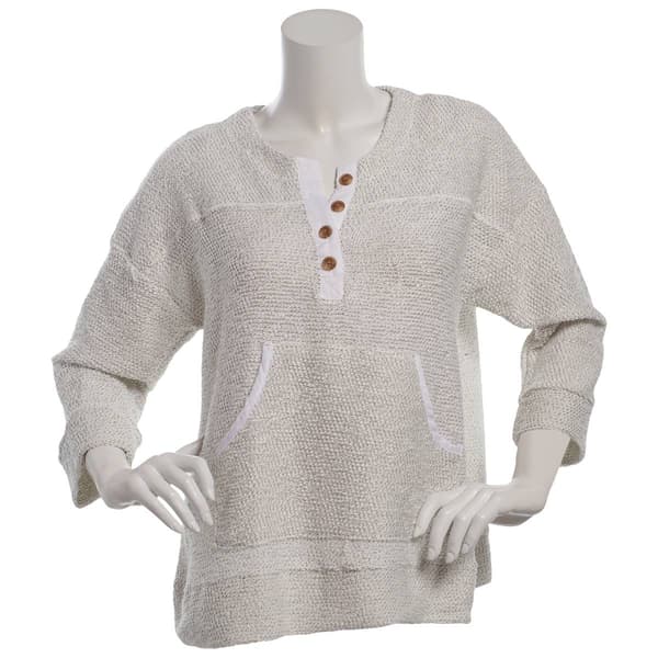 Womens Robert Louis 3/4 Sleeve Neck Kangaroo Pouch Sweater - image 
